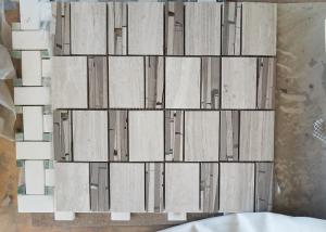 Buy cheap Natural Stone Basket Weave Tile , Polished White Grey Stone Mosaic Tiles product