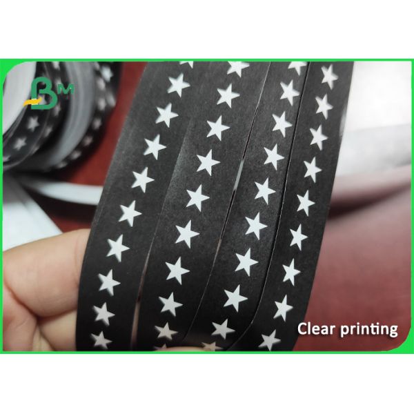 Black Drinking Straws Five Stars Pattern Printed Straw Paper Roll Paper Material