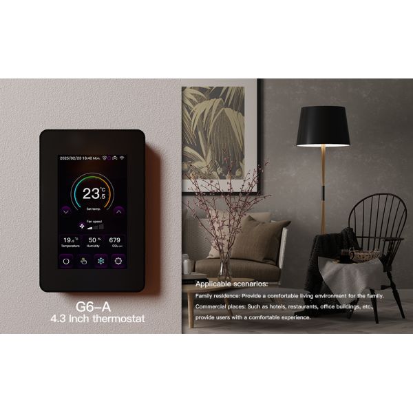 WiFi Enabled Smart HVAC LCD Color Screen Control Panel With Fan Speed Adjustment