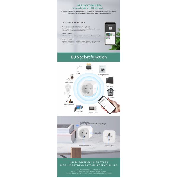 EU Standard BLE Gateway Smart Plug Socket