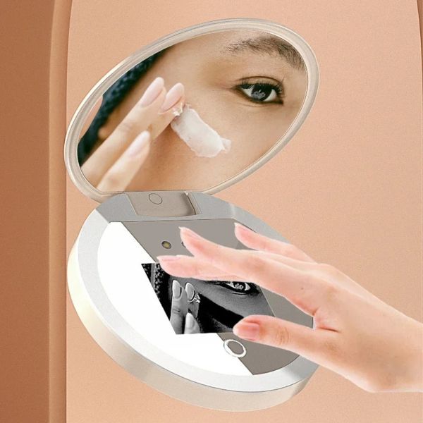 Sunscreen Testing Camera 2X Magnification Travel Makeup UV Mirror with Light(WH-MR-89)