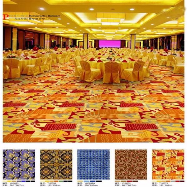 Custom cut pile printed red nylon carpet for banquet hall