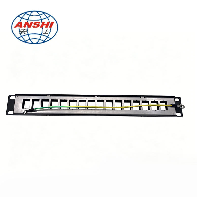 CAT6 CAT5E 19 Inch 16 Port Shielded Patch Panel STP FTP RJ45 Rack Mount Network Distribution Panel