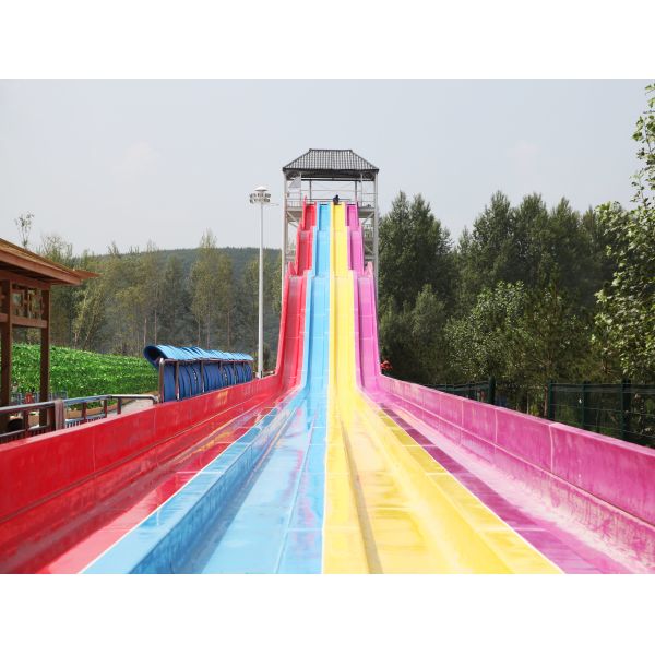 OEM Big Rainbow Water Slides Four / Six Lanes For Water Park