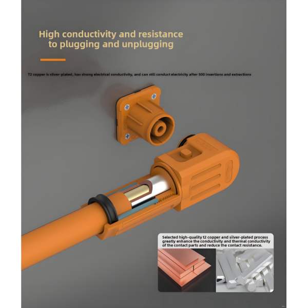 PG50A-OR-IP67 Fixed (Non-Rotatable) Energy Storage Connector - Orange Positive, Stud Mount