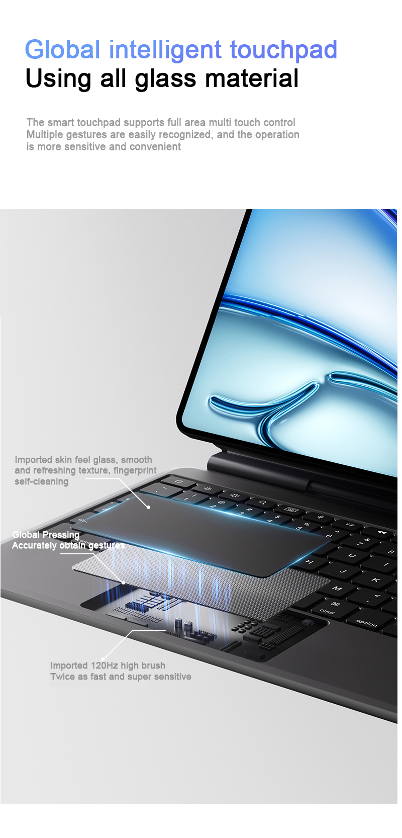 Laudtec Aluminum Magic Keyboard Cases for iPad 10.9 Inch Wireless Keyboard for iPad Air (2026) 11" (M4) Customize OEM ODM