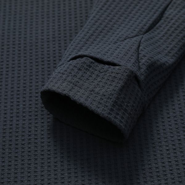 Custom OEM Stand Collar Long Sleeve Tee Antibacterial Quick Dry 100% Polyester Luxury Grid Sport Shirt