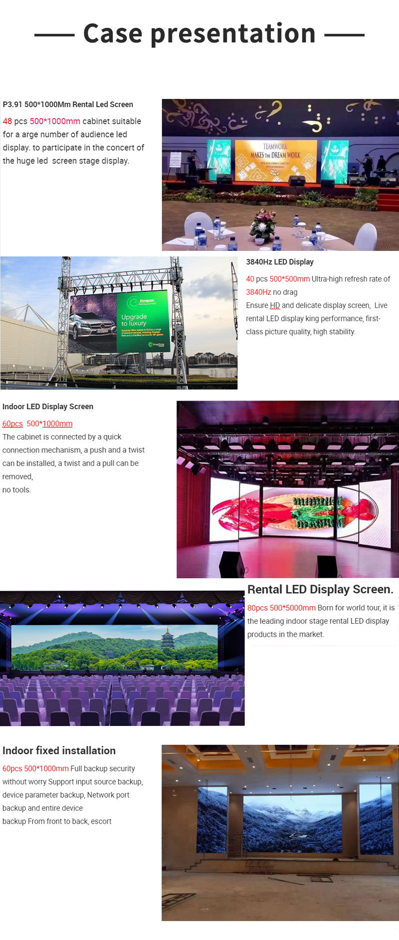 Cabinet material Die-casting Aluminum Super Clear HD LED Screen Rental Panel P1.9 P2.6 P2.9 P3.91 P4.81 LED Video Wall