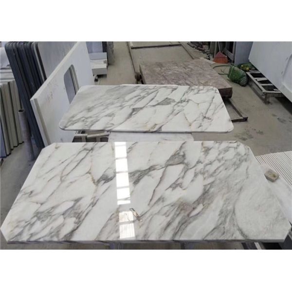 Arabescato Marble Table Tops Bevel Angle Rectangle Shape Customized Size