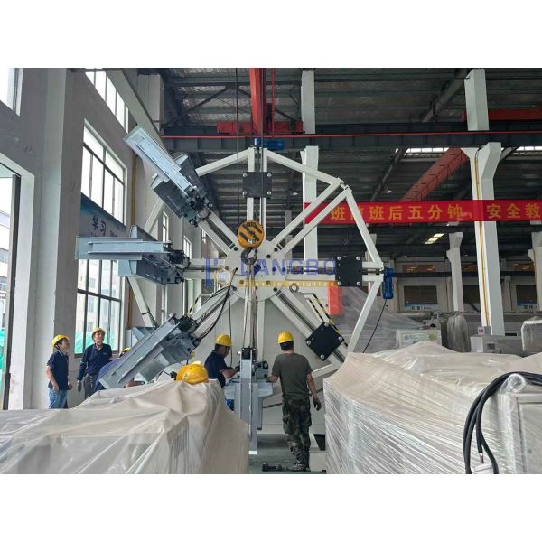 Plastic Pipe Coiling Machine With Strapping Machine For PE Large Diameter Pipe Extrusion Machine