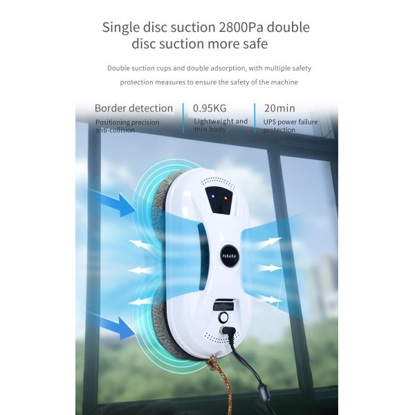 90W Magnetic Window Cleaner Robot with 2800Pa Suction