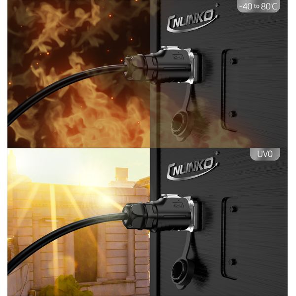 Cnlinko M16 PBT Plastic and Metal 16AWG Waterproof Power Connector 8 Pin Plug Socket