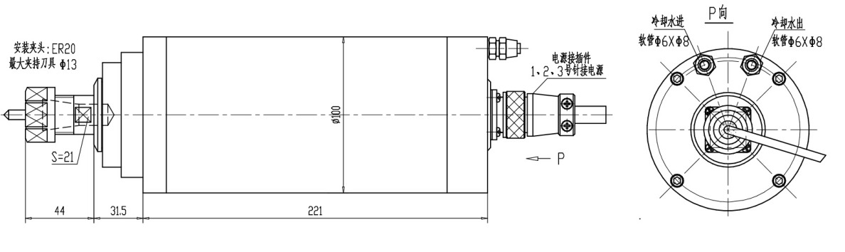 Gdz 100-3 3kw Cnc Router Water Cooled Spindle Motor Er20 For Engraving Machine Wood
