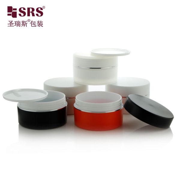 SRSJK 100g 150g Empty Plastic PP Cream Jar Container Double Wall Glossy Matte In Mold Custom Color Available