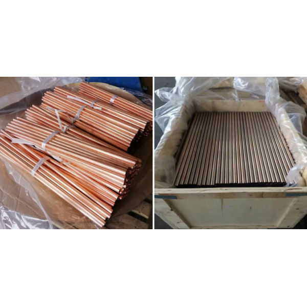 Copper pipes securely packaged in protective wrapping