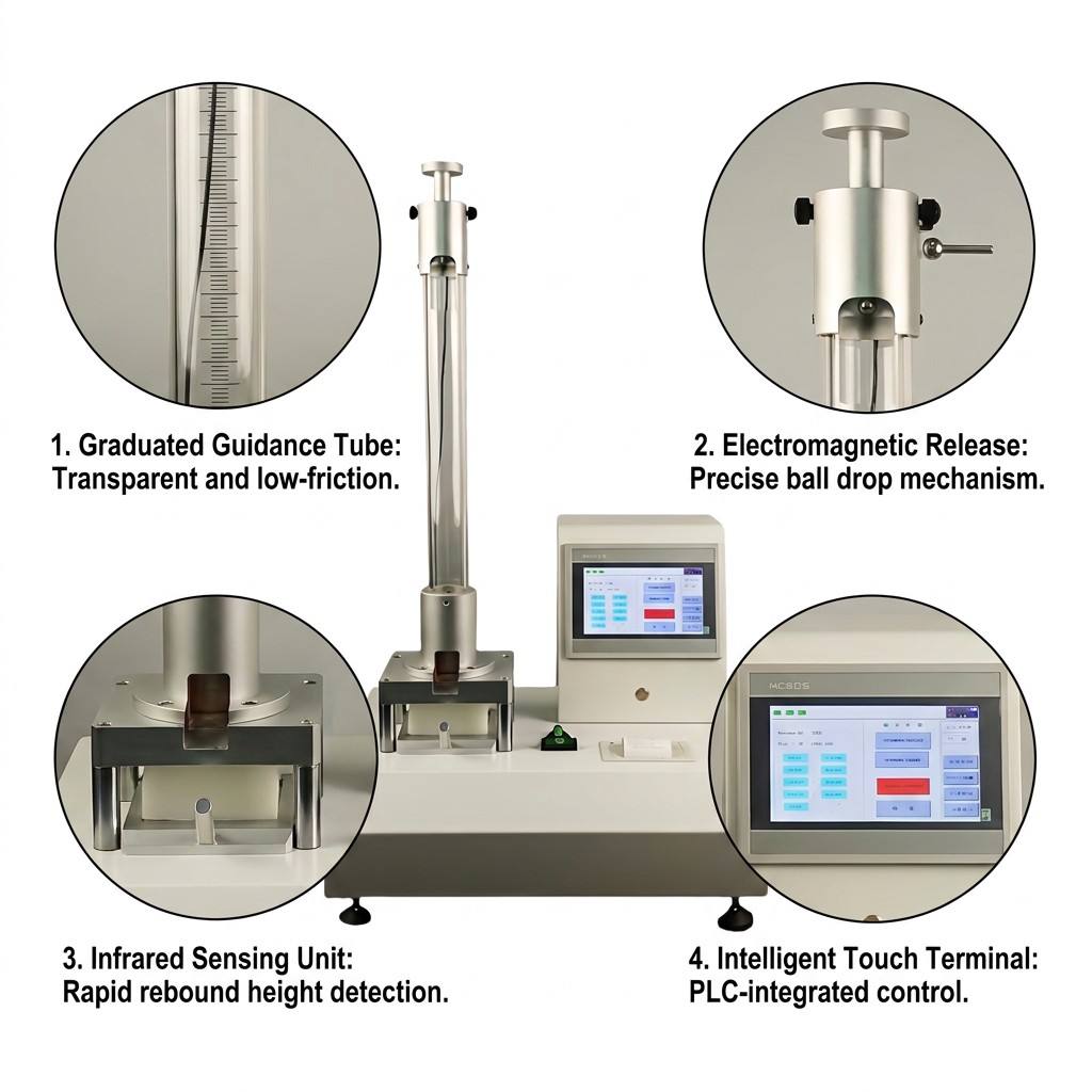 Microcomputer Sponge Ball Rebound Tester ASTM D3574 ISO 8307 Foam Resilience Testing Machine