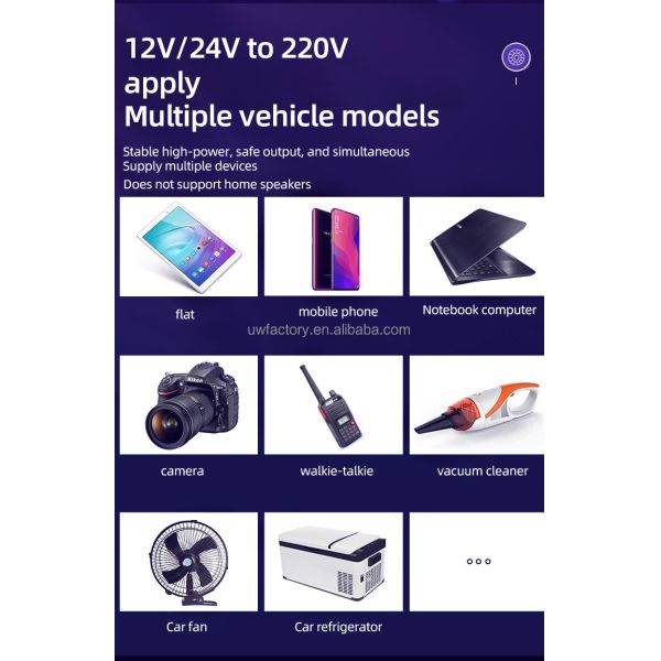 Modified Sine Wave Output 150W-200W Hybrid Grid Inverter DC 12V to AC 110V Inverter with Dual USB Ports and Type C