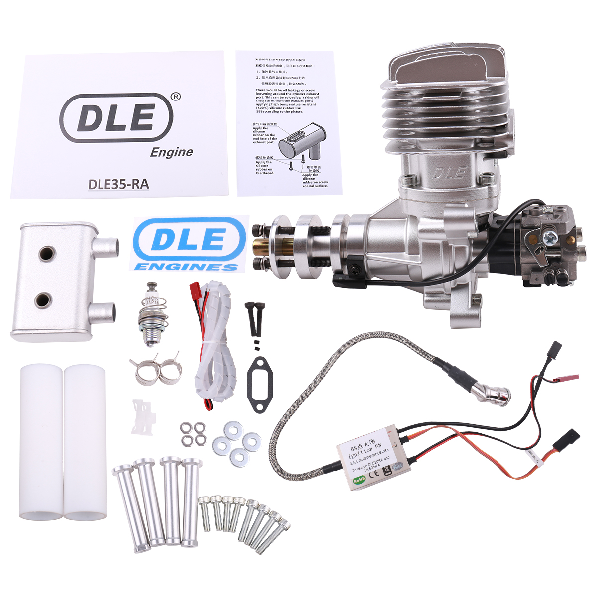 Hot DLE35RA Cc GAS Engine For RC Airplane Fixed Wing Model Single Stroke Two Exhaust Wind Cold Hands Start Ater