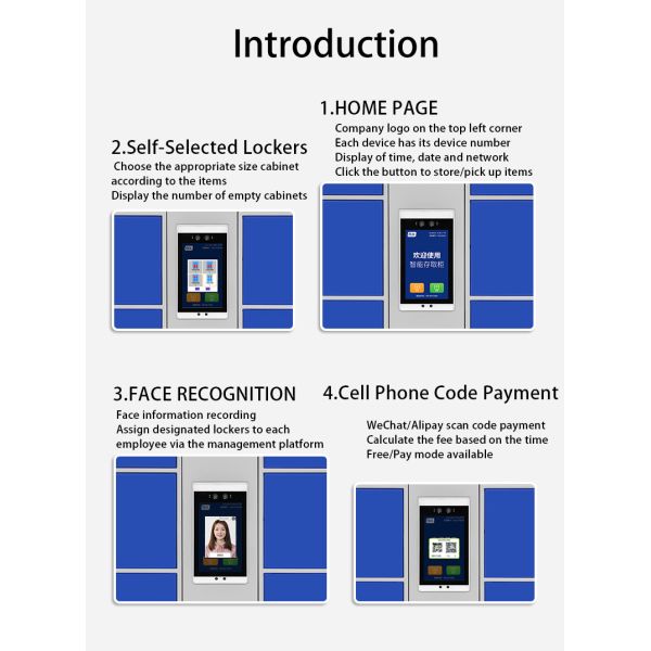 Intelligent Storage Locker Cold Rolled Steel Smart Access Cabinet Scan Code Payment Terminal for Office