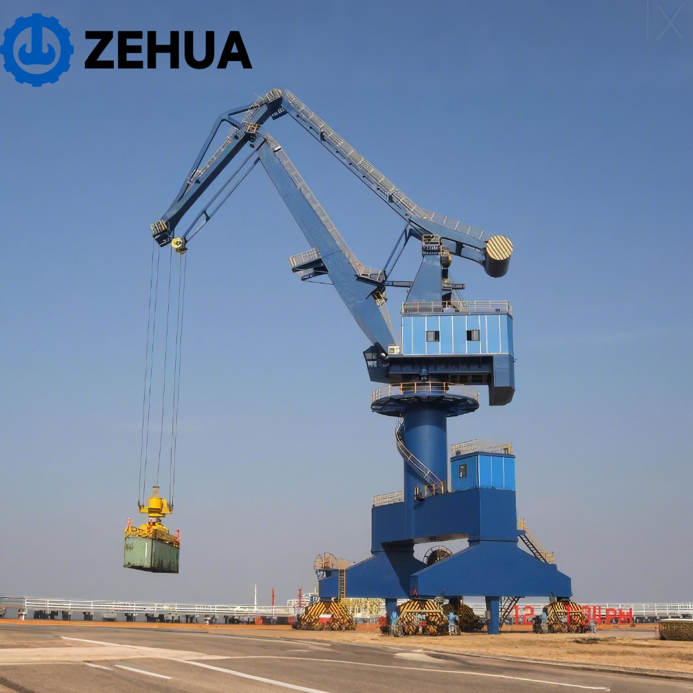 Heavy Duty Port Portal Slewing Crane 10tons 15tons 20tons 360 270 Rotation Grab Bucket Portal Crane Container Handling