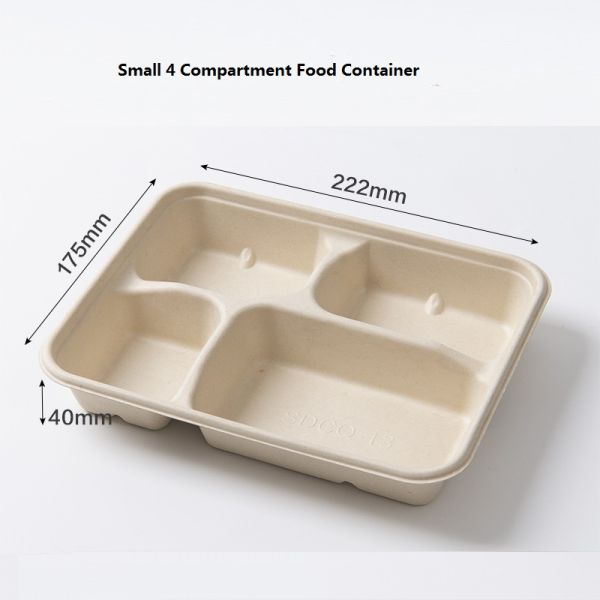 Sugarcane Pulp Lunch Takeaway Bento Box 4 5 Compartment Biodegradable Disposable