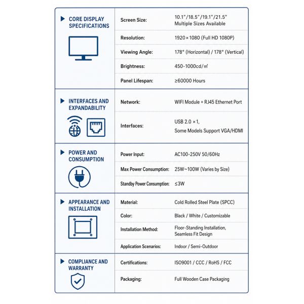 10.1" Elevator Advertising Player Wall Mounted Digital Signage Android WiFi Split Screen LCD Lift Monitor OEM