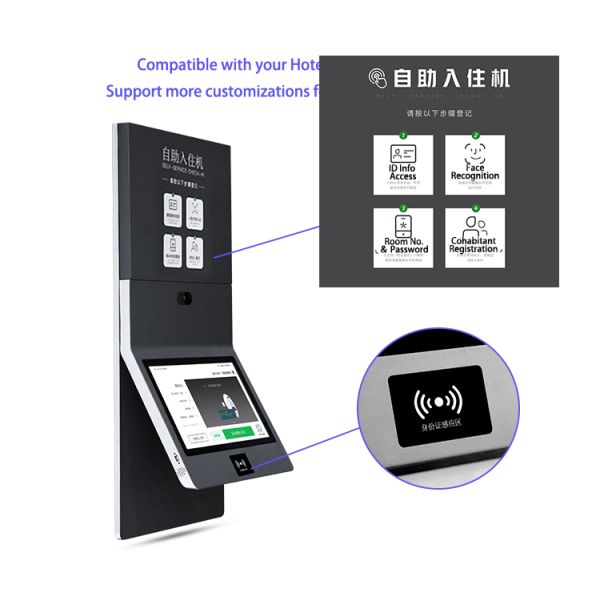 21.5 Inch Hotel Check-In Kiosk Android Windows OS Wall-Mounted Self-Service Online Payment SDK Function Optional Barcode Reader