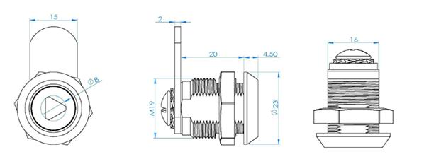 M19 Triangle Cabinet Lock