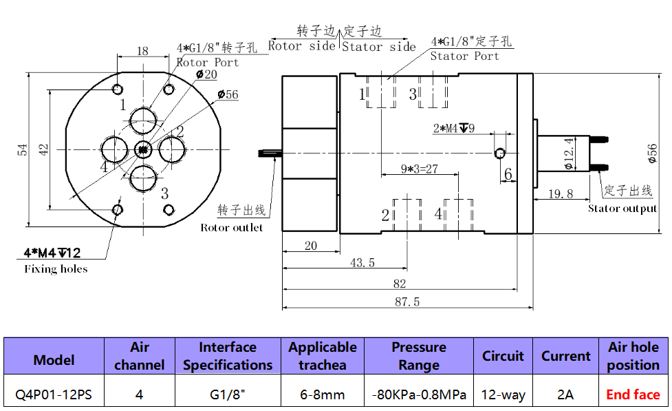 4-Input 4-Output Gas Electric Integrated Slip Ring For Automated Rotating Platforms