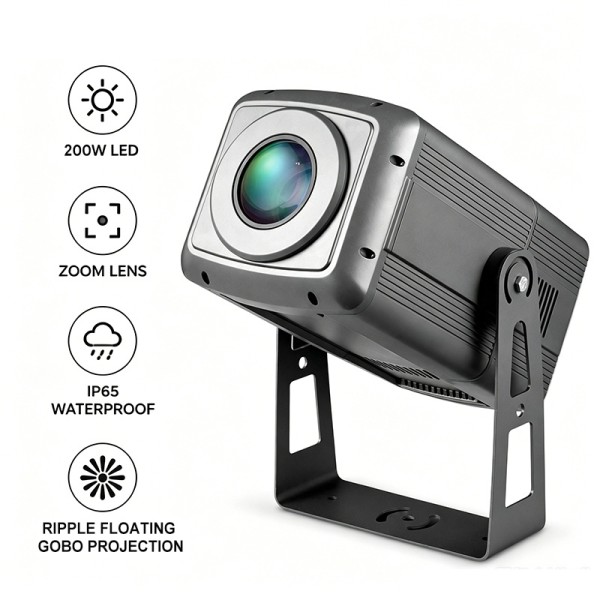 200W Outdoor Zoom LED Gobo Projector Ripple Floating Dynamic Effect Light