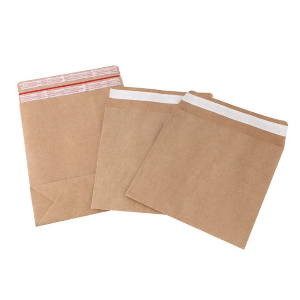 100% Biodegradable Kraft Mailer Paper Bag Self Adhesive Seal Sides And Bottom Gusset