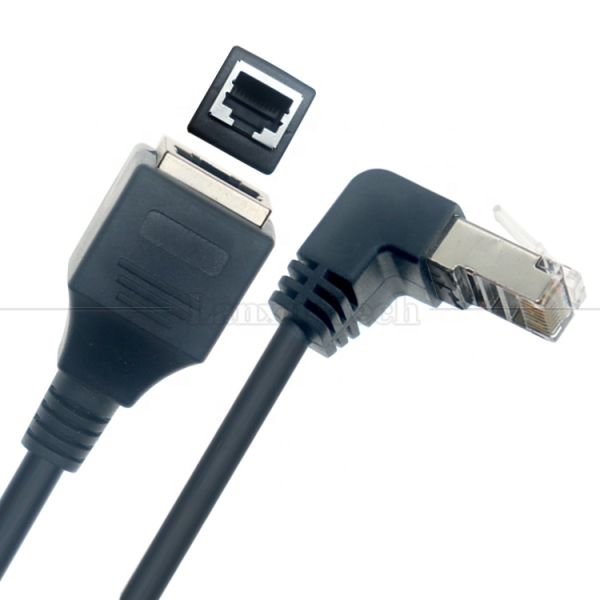 Cat5e Up Down Left Right Angle RJ45 Male to RJ45 Female Socket Panel Mount Ethernet Cable