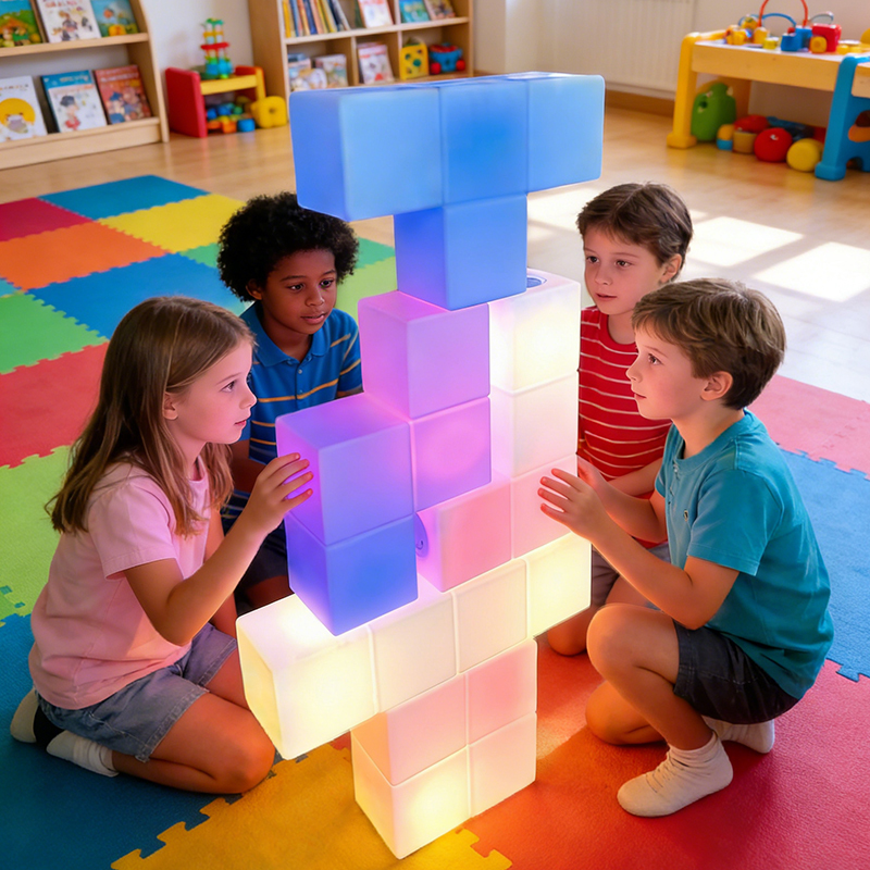 Interactive LED Light-Up Building Blocks - Sensory STEM Toys for Kids & Kindergarten Learning