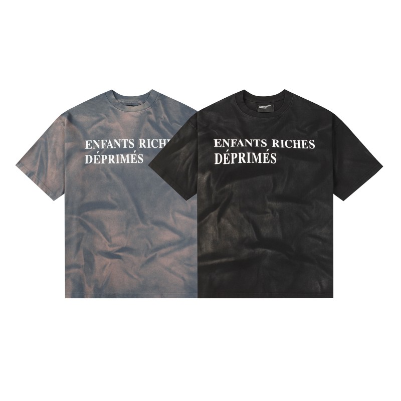 Breaking Foundation Washed Gradient Versatile Melancholic Second-Generation Slogan Casual Oversized Vintage Breathable T-Shirt