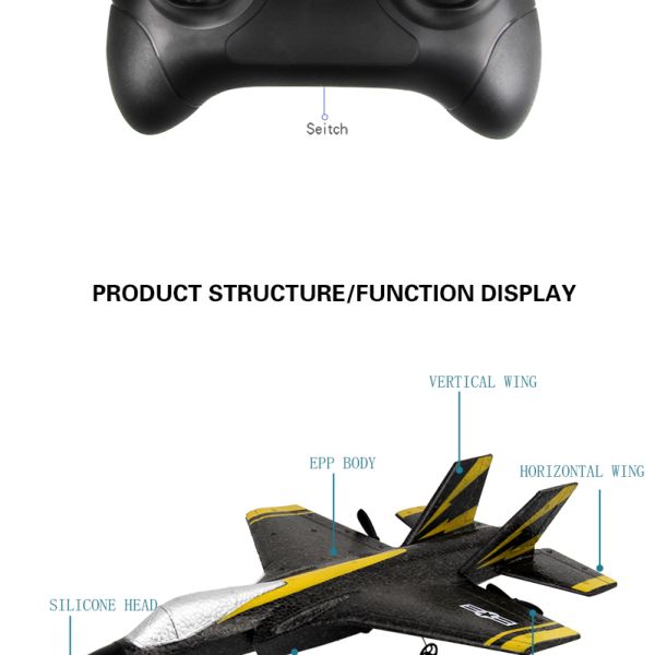 2.4G 2CH Fx635 Fixed Wing EPP Foam RC Glider Airplane F35 RTF Remote Control Plane Model with AA*2 Controller Battery