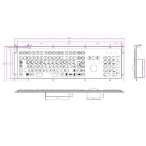 PS2 107 Keys IP65 Stainless Steel Numeric Keypad With Trackball