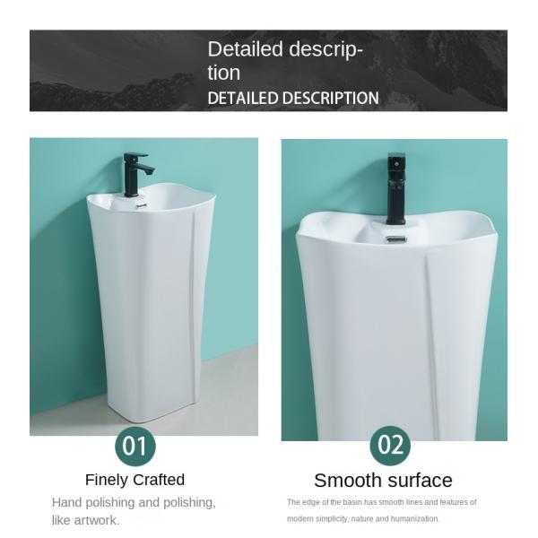 Wholesale Price Modern Sanitary Ware Free Standing White Ceramic Bathroom Wash Basin