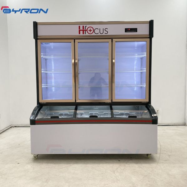 Vertical Triple Door Display Freezer Convenience Store Coolers Adjustable