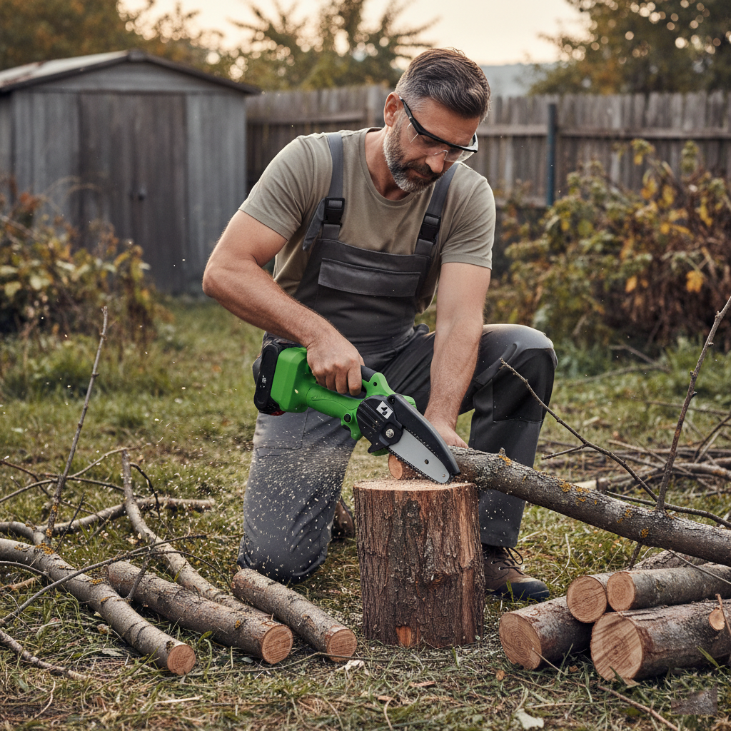 Mini Single Hand Professional Battery-Powered 6 Inch 20V Brushless Motor Lightweight Cordless Chainsaw OEM for Garden Wood