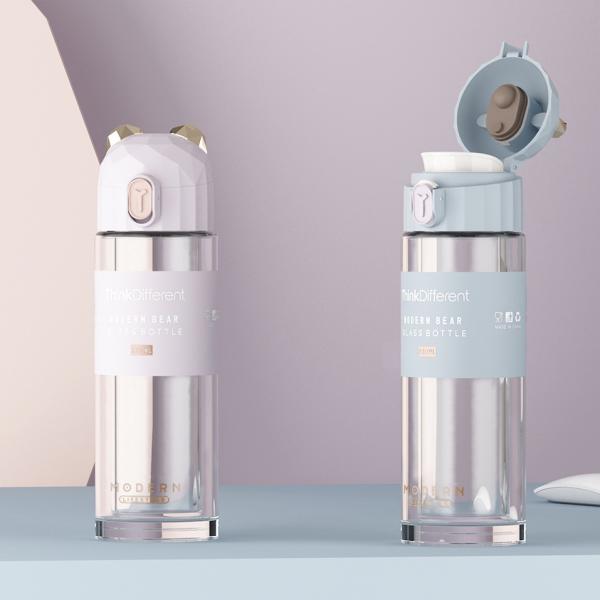 Customized Borosilicate Glass Green Tea Infuser Bottle Flask For Tea 230ml