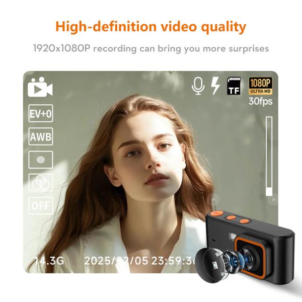 D100 1080P 12M CCD Digital Camera 1.47 ''Display Screen 8 Types Retro Filters Retro Pocket Camera
