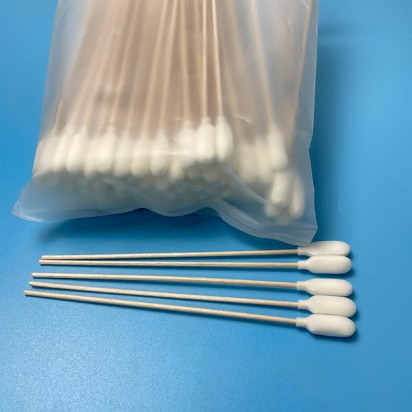 White Round Foam Covered Head Specimen Collection Swabs Cotton Buds Wood Handle