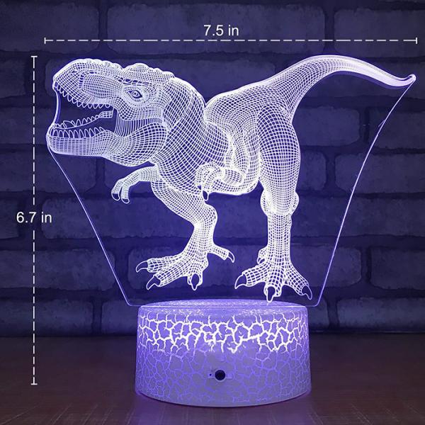 USB Portable 3D Lamp Illusion Dinosaur Multipurpose For Girls Boys