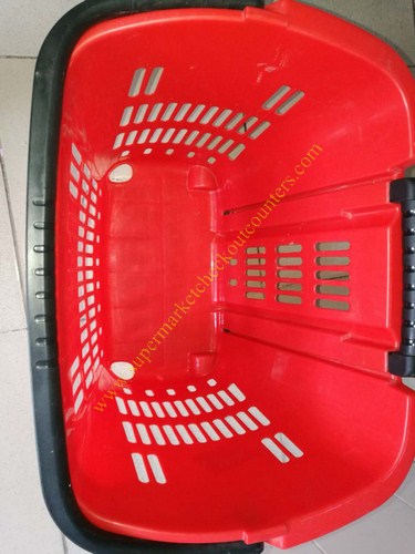 Plastic Drawer Shopping Basket With Wheels / Extendable Handle For Grocery