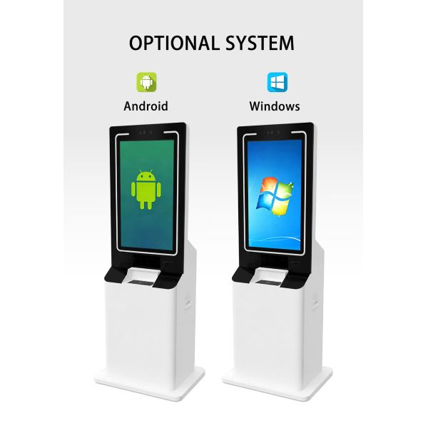 32 Inch Windows Android Floor Standing Kiosk Touch Screen Public Service Terminal with Camera ID Card Reader Printer