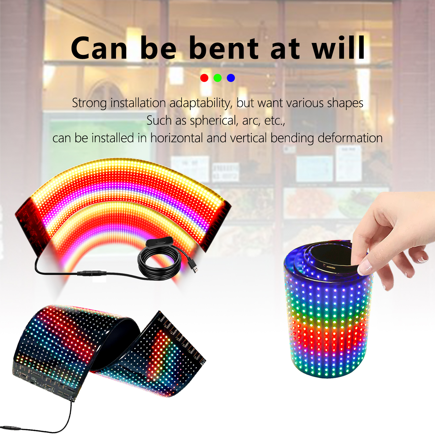 Flexible Advertising LED Display Programmable Text Logo Light Soft Matrix Panel Car Window Sign Shop LED Ticker Board