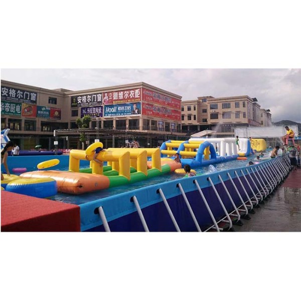Customized Inflatable Water Island , Inflatable Water Obstacle Course With Repair Kits / Blower