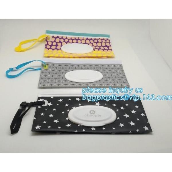 Reusable custom EVA wet wipe pouch, zipper baby wet wipe tissue bag, Portable EVA Custom wet tissue packaging bag with p