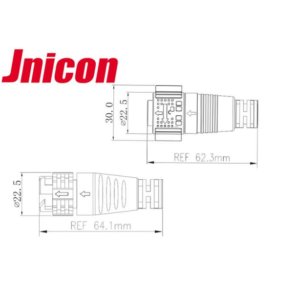 3 Pin Male To Female Molded Cable Connector 20A Current Rating RoHS Approved