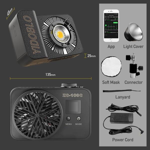 Small pocket-sized fill light in white with a softbox, 2700k-7500k for outdoor photography